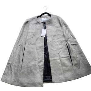 The Fold London Grey Wool Blend Cape Jacket